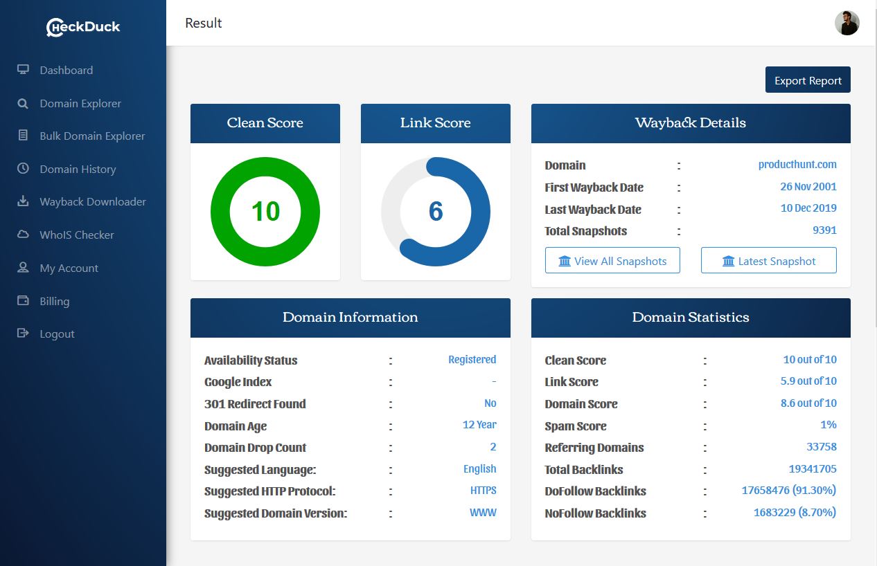 CheckDuck Domain Explorer